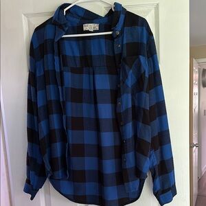 Pink Rose Blue and Black Plaid Top